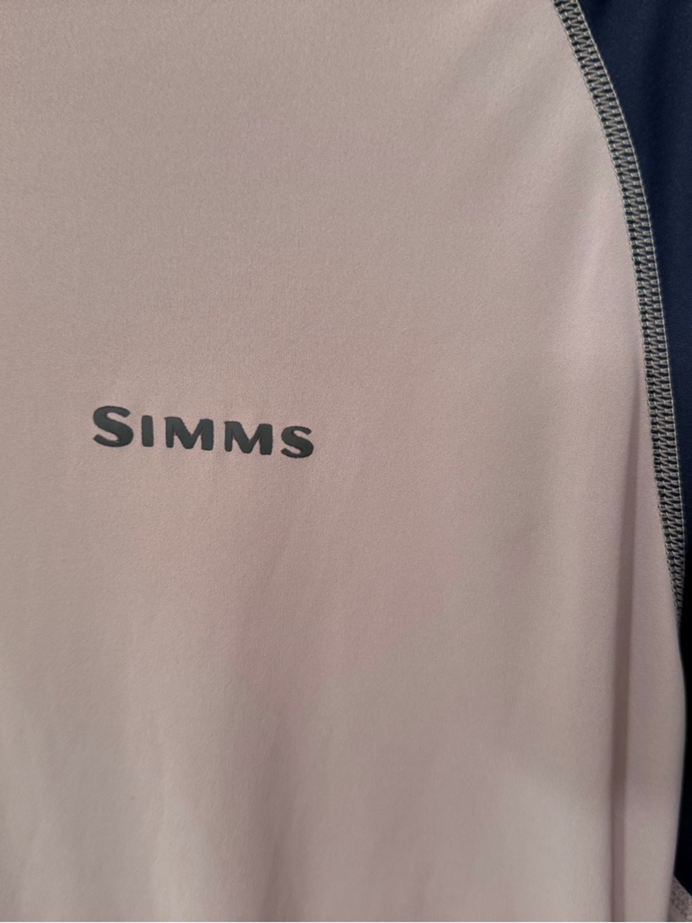 Simms Hooded Fishing Shirt EUC Gray and Navy Long-Sleeve - Picture 2 of 5